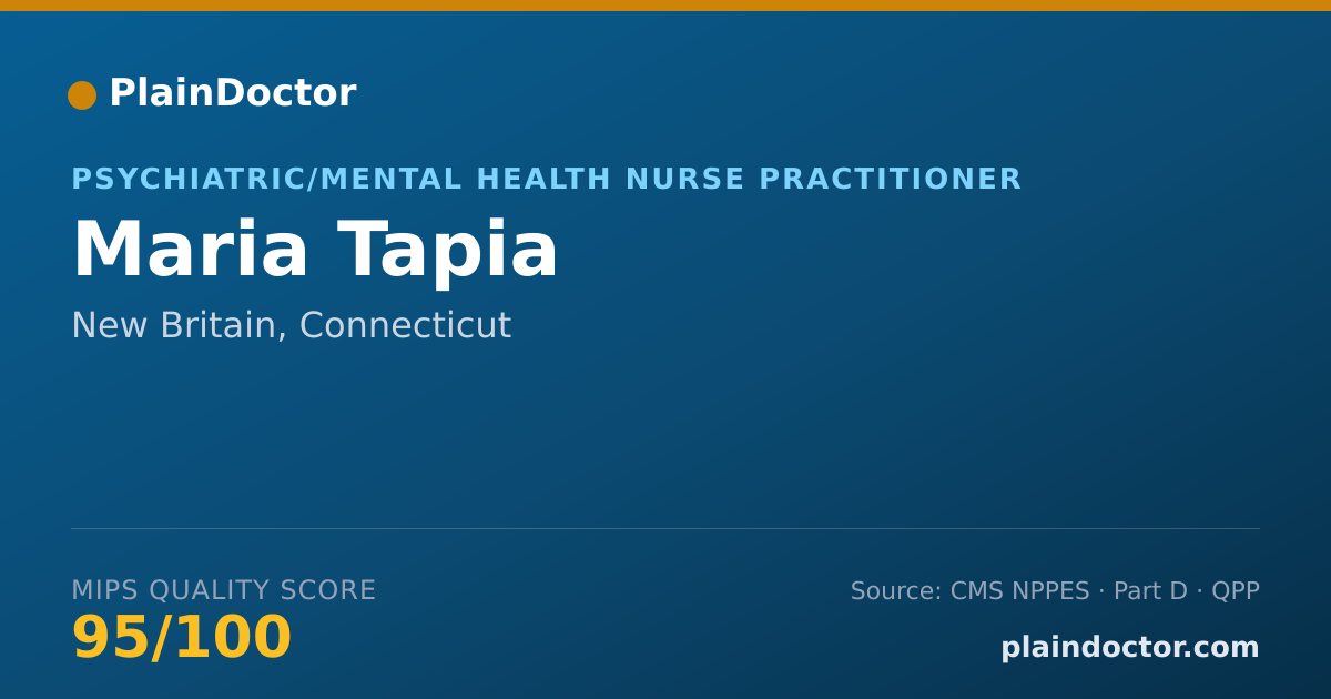 Shareable card for Maria Tapia - Psychiatric/Mental Health Nurse Practitioner, New Britain, CT