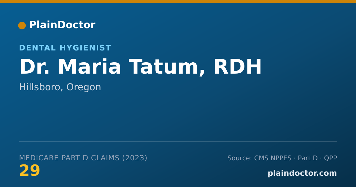 Shareable card for Maria Tatum, RDH - Dental Hygienist, Hillsboro, OR