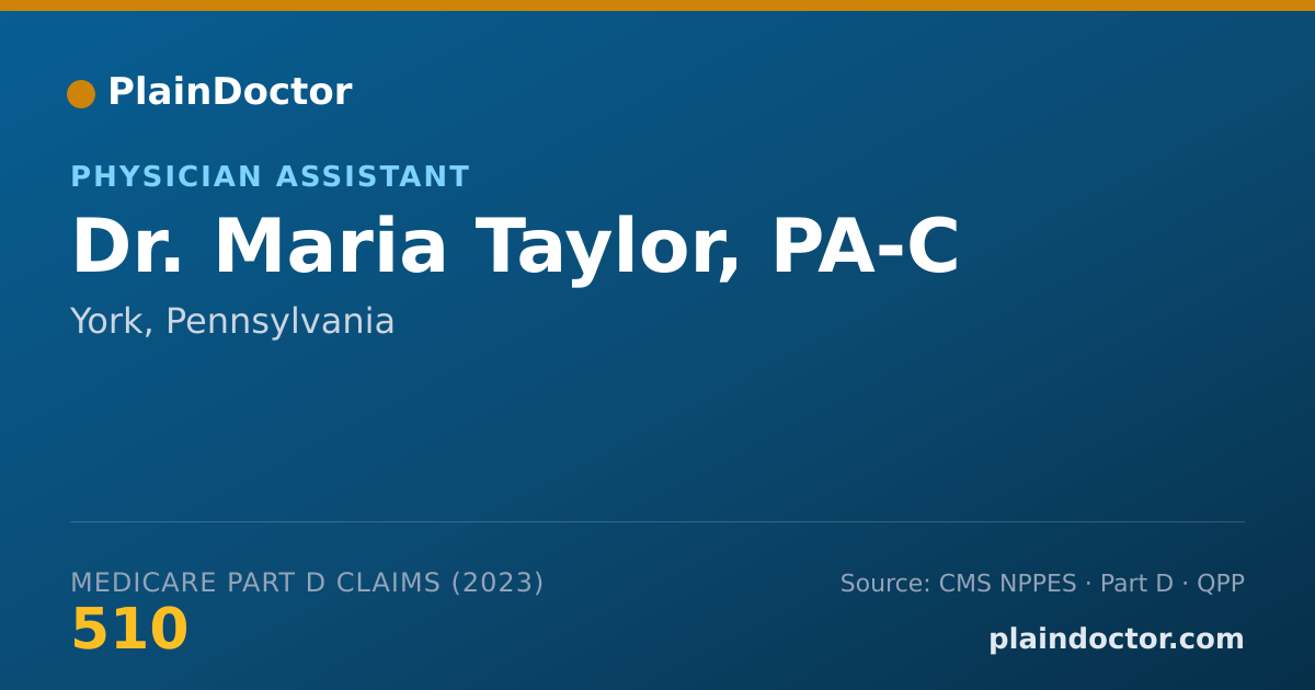 Shareable card for Maria Taylor, PA-C - Physician Assistant, York, PA