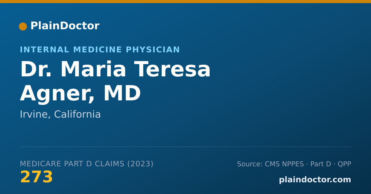 Shareable card for Maria Teresa Agner, MD - Internal Medicine Physician, Irvine, CA