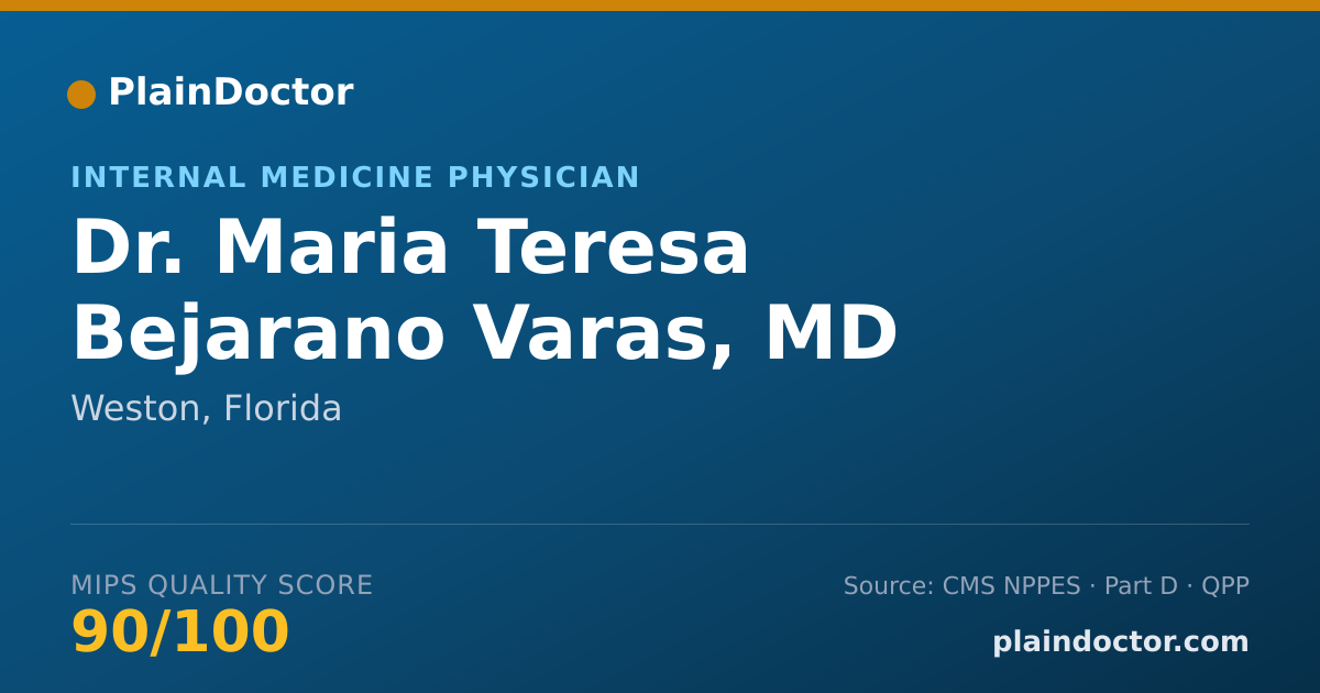 Shareable card for Maria Teresa Bejarano Varas, MD - Internal Medicine Physician, Weston, FL