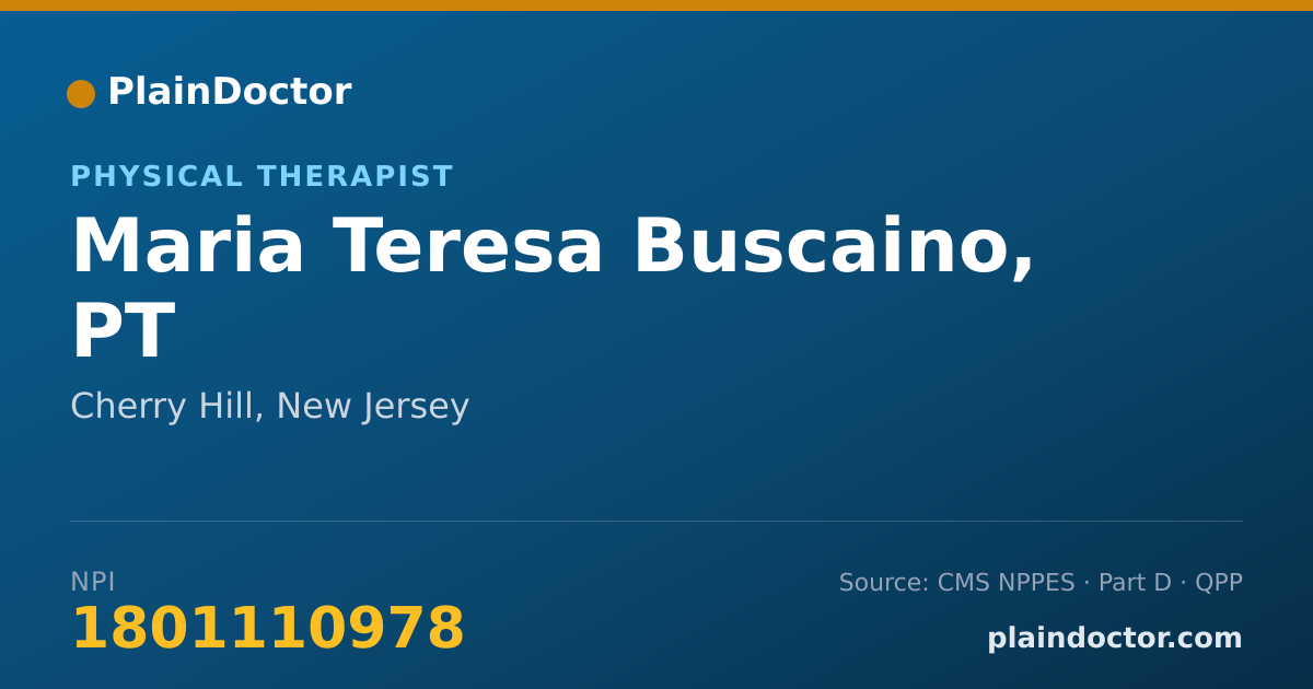 Shareable card for Maria Teresa Buscaino, PT - Physical Therapist, Cherry Hill, NJ