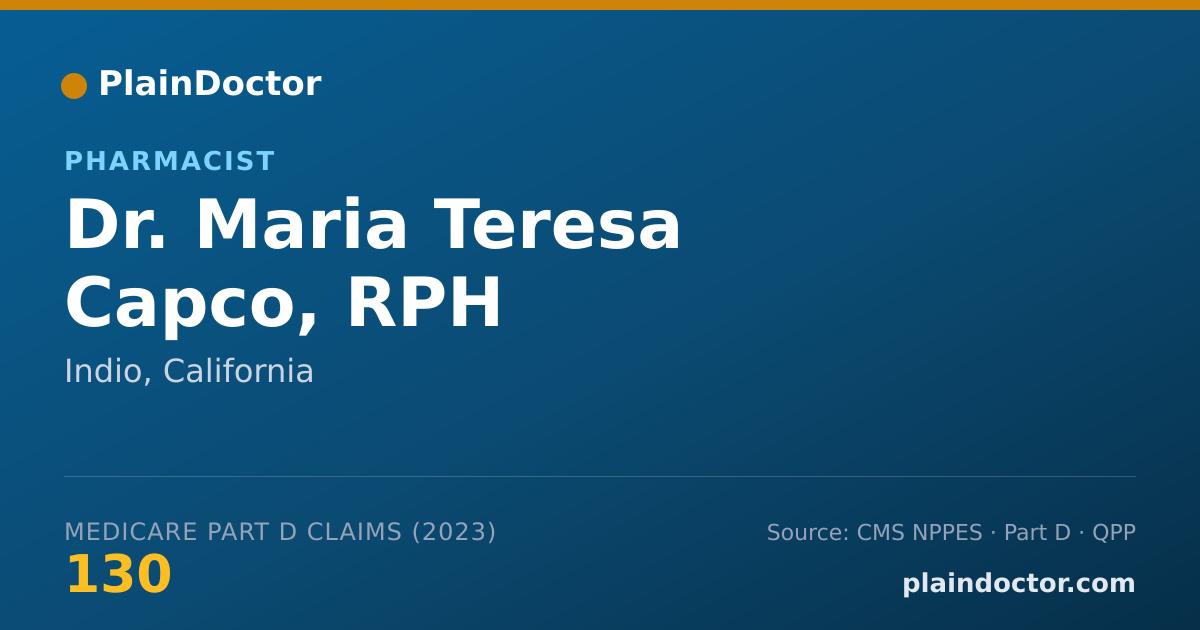 Shareable card for Maria Teresa Capco, RPH - Pharmacist, Indio, CA