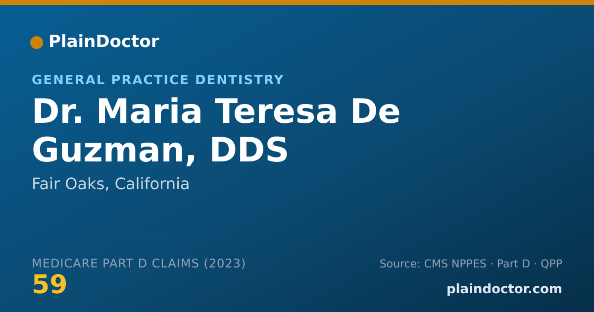 Shareable card for Maria Teresa De Guzman, DDS - General Practice Dentistry, Fair Oaks, CA