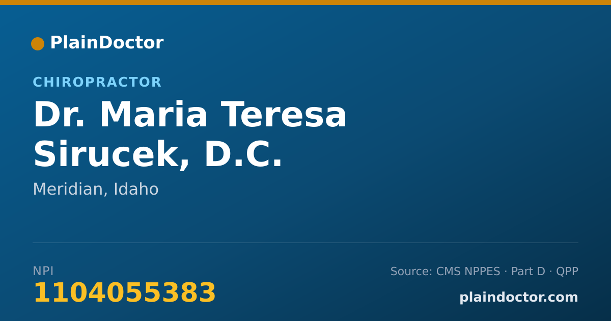 Shareable card for Maria Teresa Sirucek, D.C. - Chiropractor, Meridian, ID