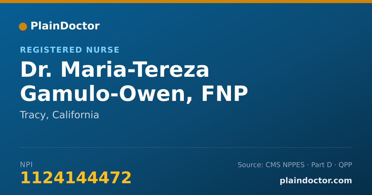 Shareable card for Maria-Tereza Gamulo-Owen, FNP - Registered Nurse, Tracy, CA