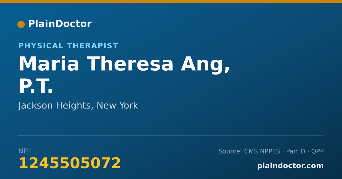Shareable card for Maria Theresa Ang, P.T. - Physical Therapist, Jackson Heights, NY