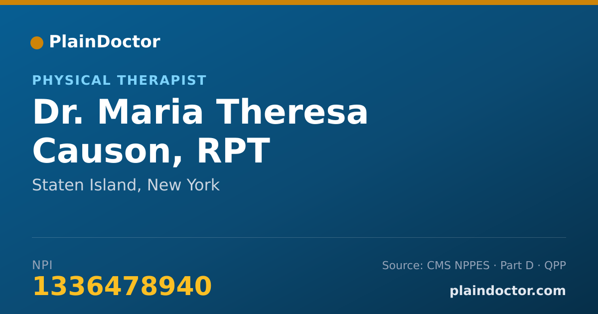 Shareable card for Maria Theresa Causon, RPT - Physical Therapist, Staten Island, NY