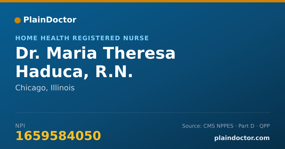 Shareable card for Maria Theresa Haduca, R.N. - Home Health Registered Nurse, Chicago, IL