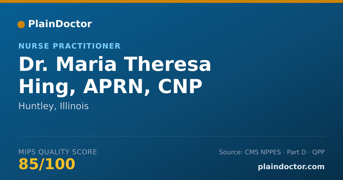 Shareable card for Maria Theresa Hing, APRN, CNP - Nurse Practitioner, Huntley, IL