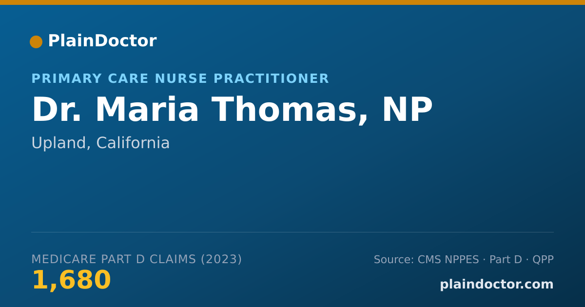 Shareable card for Maria Thomas, NP - Primary Care Nurse Practitioner, Upland, CA