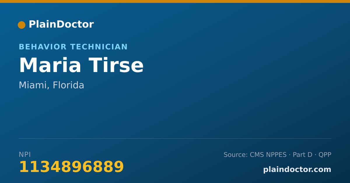 Shareable card for Maria Tirse - Behavior Technician, Miami, FL