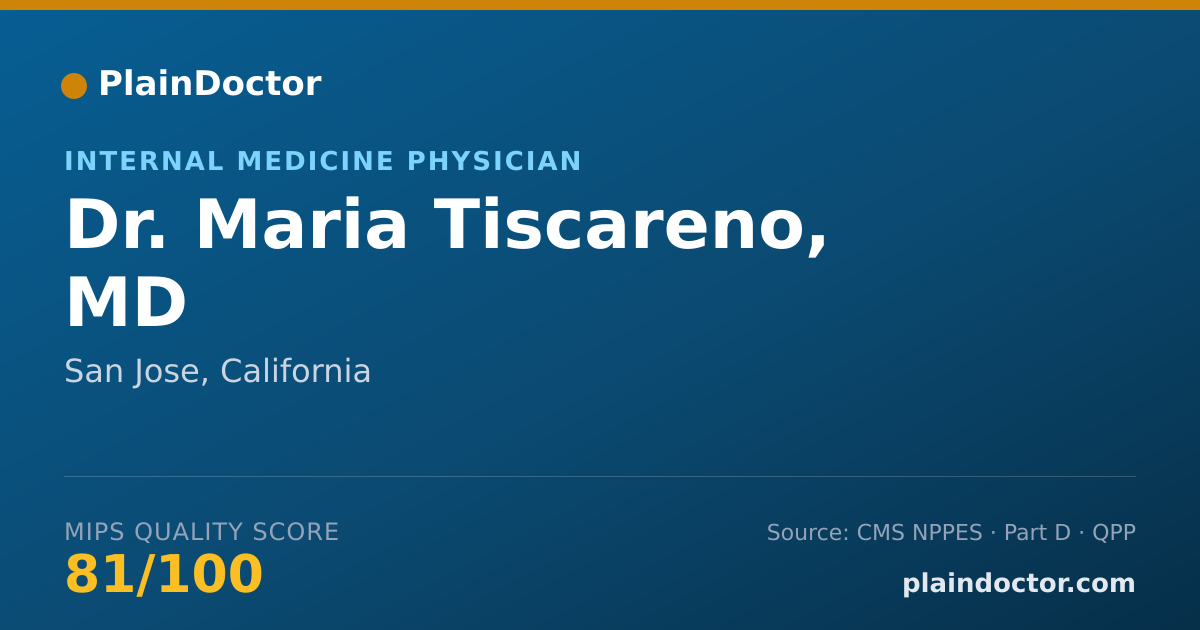 Shareable card for Maria Tiscareno, MD - Internal Medicine Physician, San Jose, CA