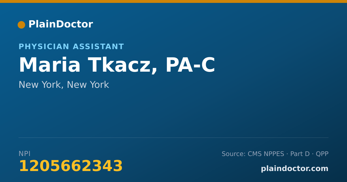 Shareable card for Maria Tkacz, PA-C - Physician Assistant, New York, NY