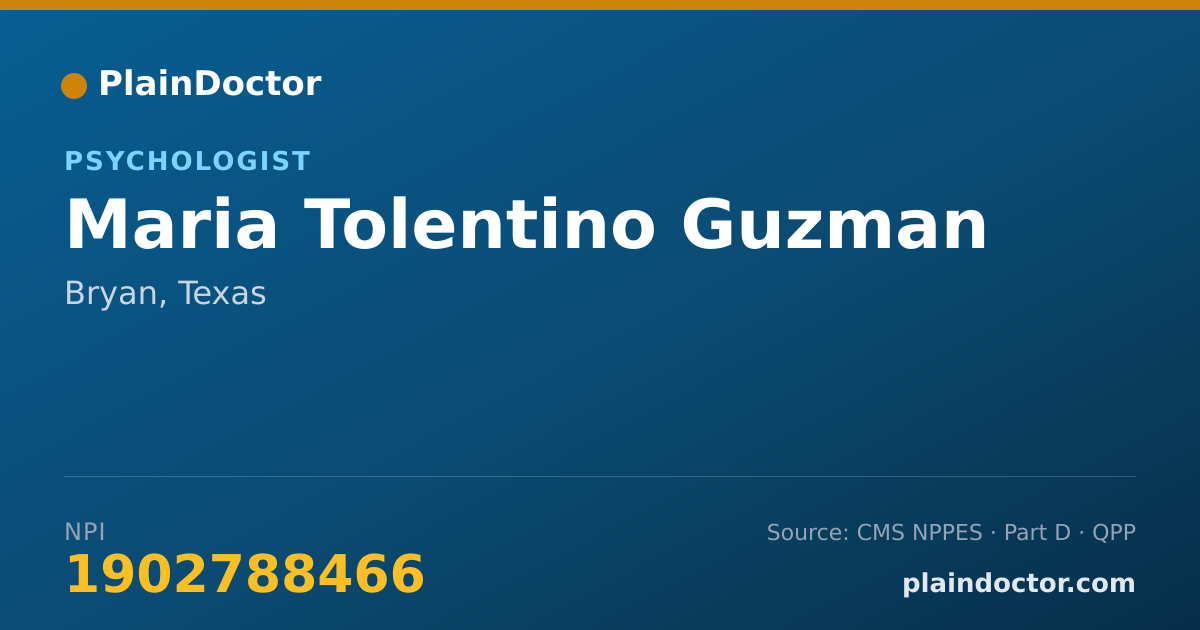 Shareable card for Maria Tolentino Guzman - Psychologist, Bryan, TX