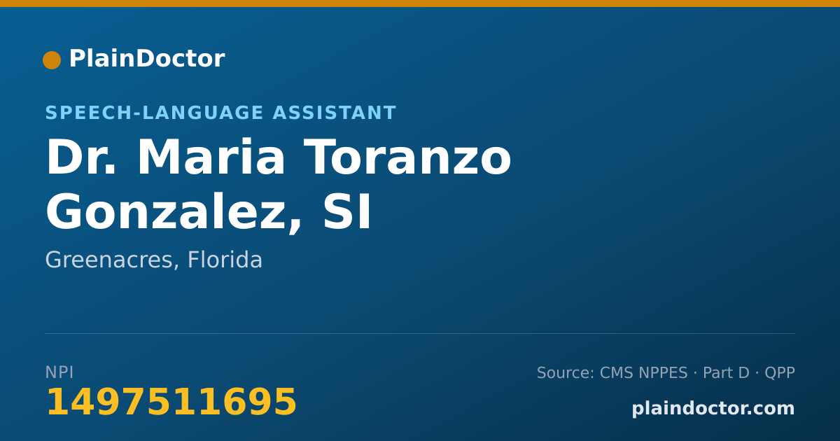 Shareable card for Maria Toranzo Gonzalez, SI - Speech-Language Assistant, Greenacres, FL