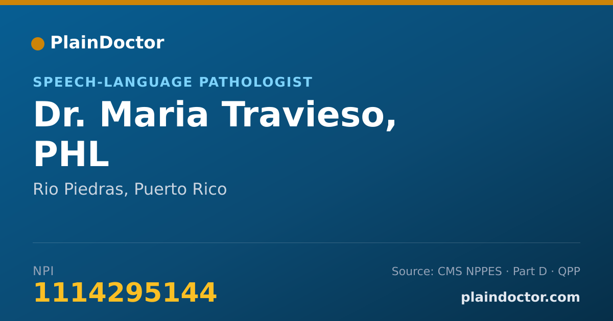 Shareable card for Maria Travieso, PHL - Speech-Language Pathologist, Rio Piedras, PR