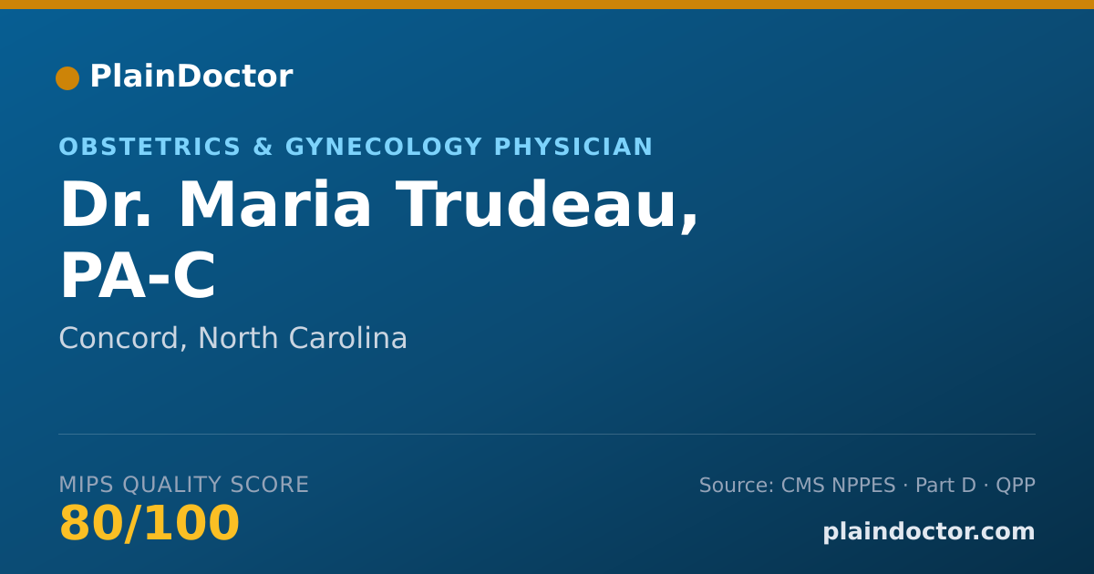 Shareable card for Maria Trudeau, PA-C - Obstetrics & Gynecology Physician, Concord, NC