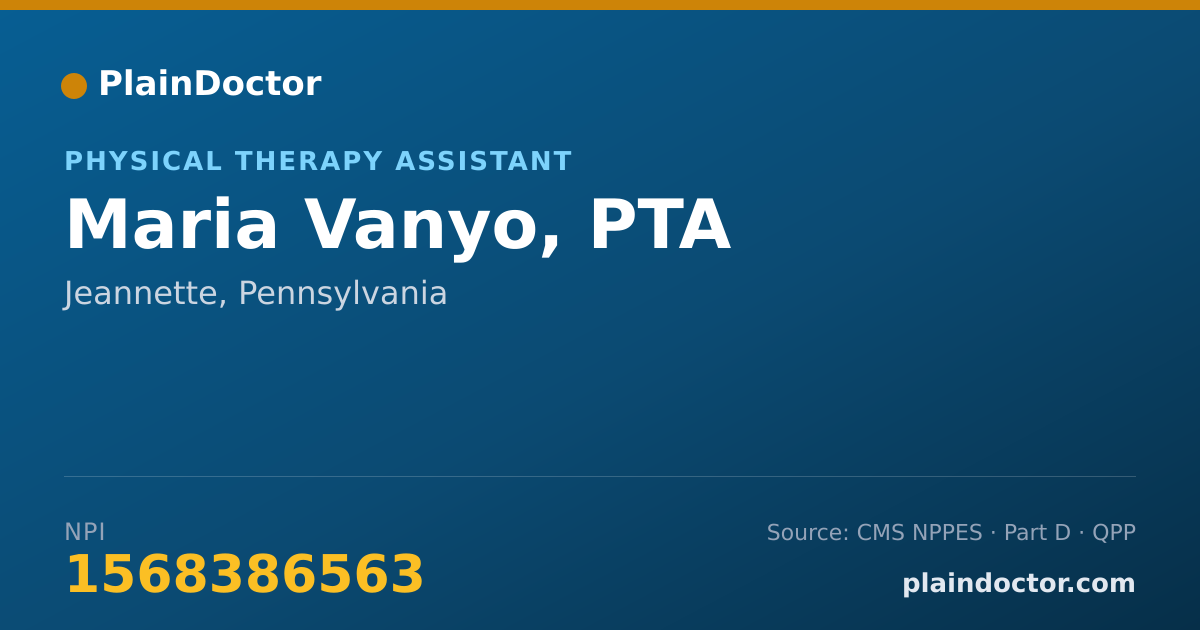 Shareable card for Maria Vanyo, PTA - Physical Therapy Assistant, Jeannette, PA