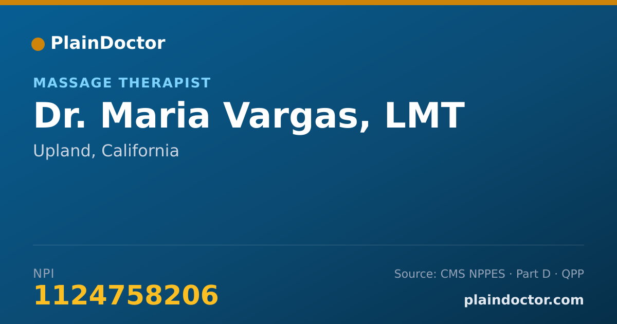 Shareable card for Maria Vargas, LMT - Massage Therapist, Upland, CA