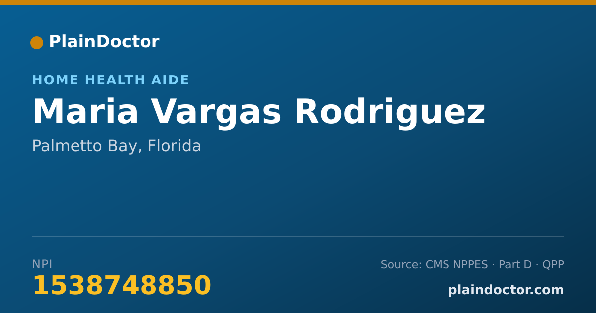 Shareable card for Maria Vargas Rodriguez - Home Health Aide, Palmetto Bay, FL
