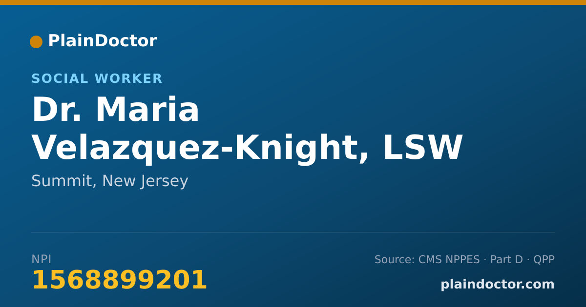 Shareable card for Maria Velazquez-Knight, LSW - Social Worker, Summit, NJ