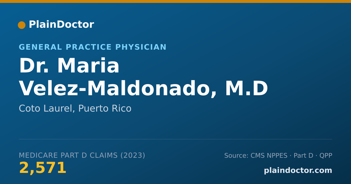Shareable card for Maria Velez-Maldonado, M.D - General Practice Physician, Coto Laurel, PR