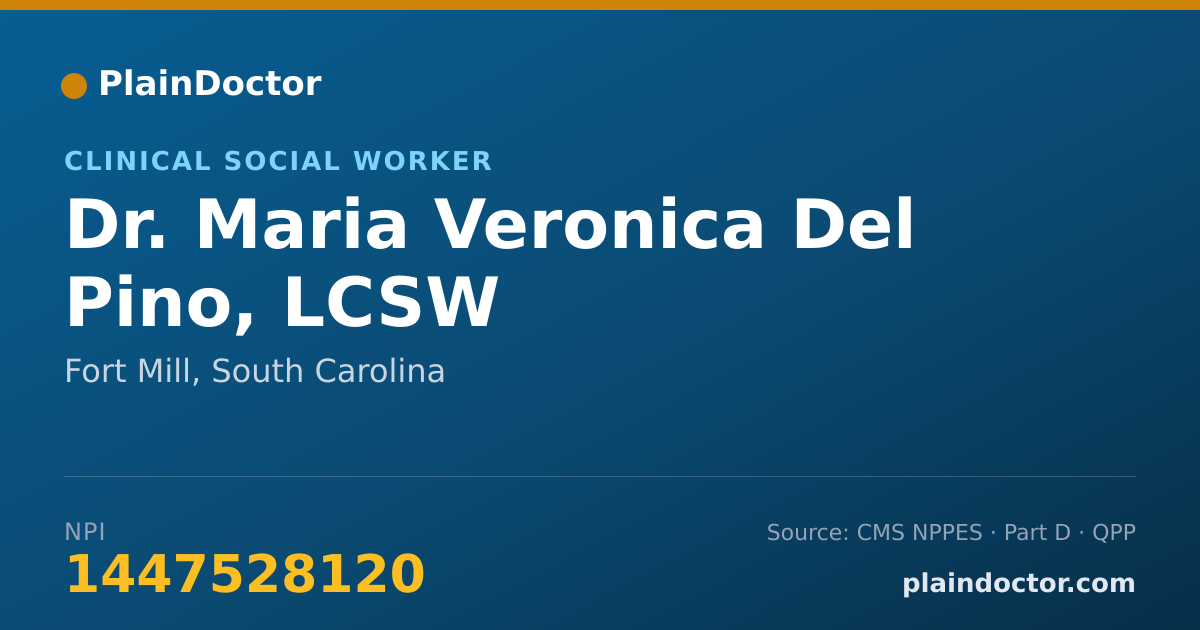 Shareable card for Maria Veronica Del Pino, LCSW - Clinical Social Worker, Fort Mill, SC