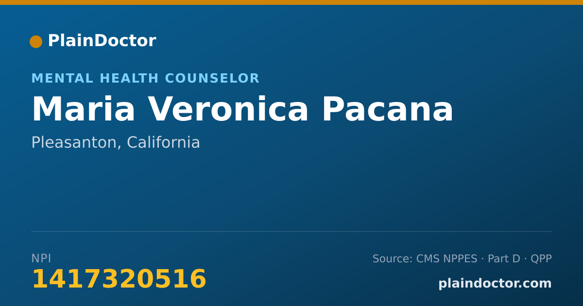 Shareable card for Maria Veronica Pacana - Mental Health Counselor, Pleasanton, CA