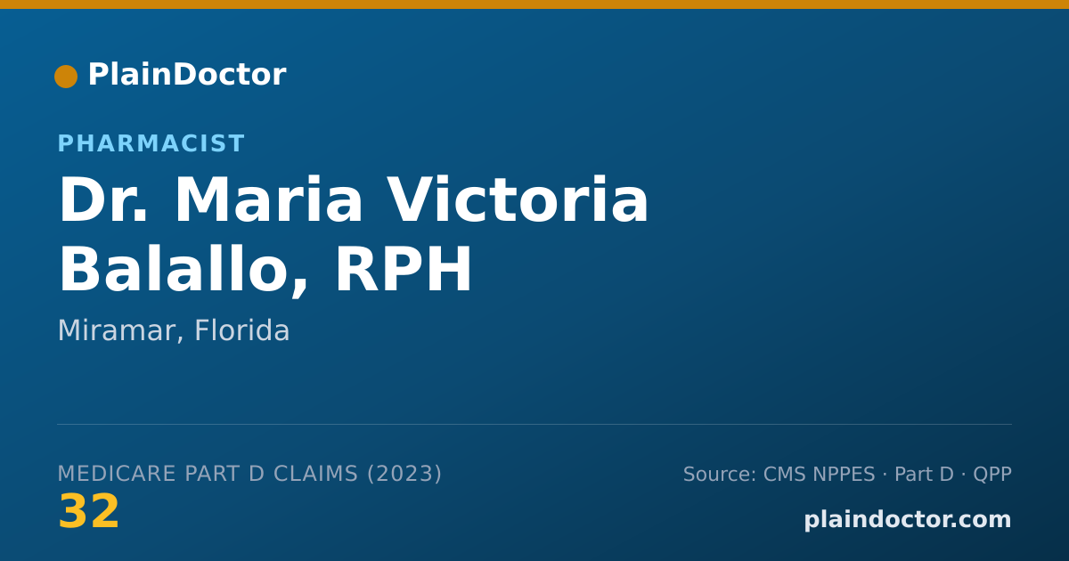 Shareable card for Maria Victoria Balallo, RPH - Pharmacist, Miramar, FL
