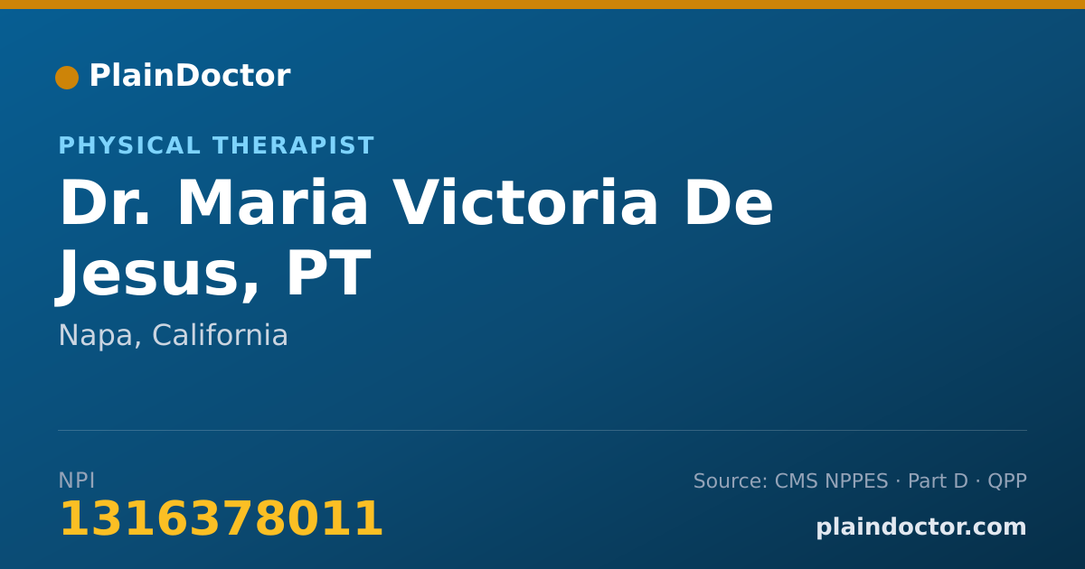 Shareable card for Maria Victoria De Jesus, PT - Physical Therapist, Napa, CA