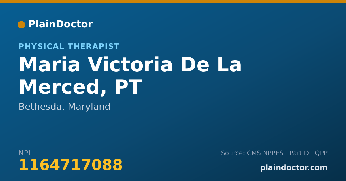 Shareable card for Maria Victoria De La Merced, PT - Physical Therapist, Bethesda, MD