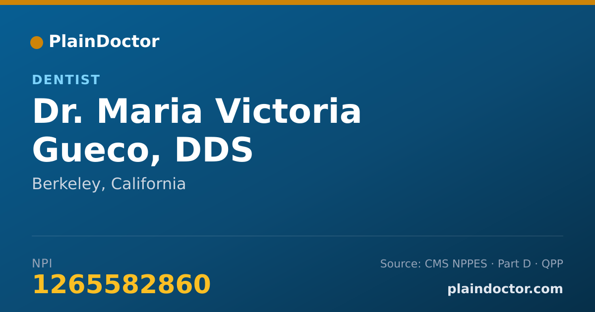 Shareable card for Maria Victoria Gueco, DDS - Dentist, Berkeley, CA