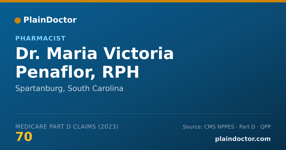 Shareable card for Maria Victoria Penaflor, RPH - Pharmacist, Spartanburg, SC