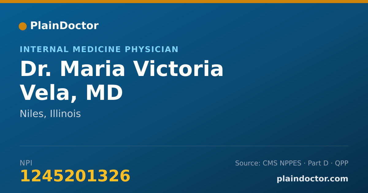 Shareable card for Maria Victoria Vela, MD - Internal Medicine Physician, Niles, IL