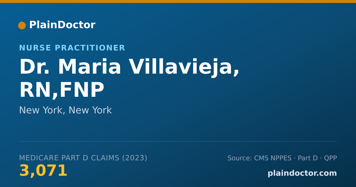 Shareable card for Maria Villavieja, RN,FNP - Nurse Practitioner, New York, NY