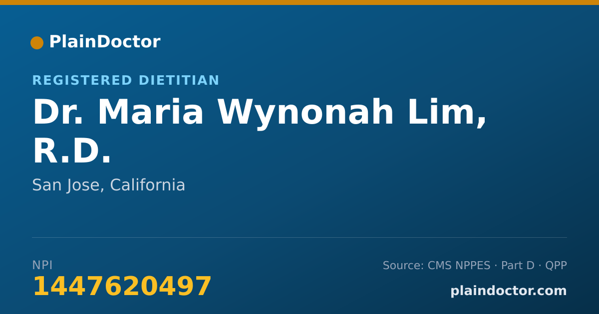 Shareable card for Maria Wynonah Lim, R.D. - Registered Dietitian, San Jose, CA
