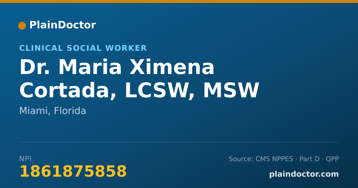 Shareable card for Maria Ximena Cortada, LCSW, MSW - Clinical Social Worker, Miami, FL