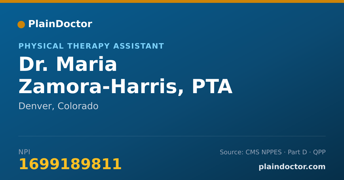 Shareable card for Maria Zamora-Harris, PTA - Physical Therapy Assistant, Denver, CO