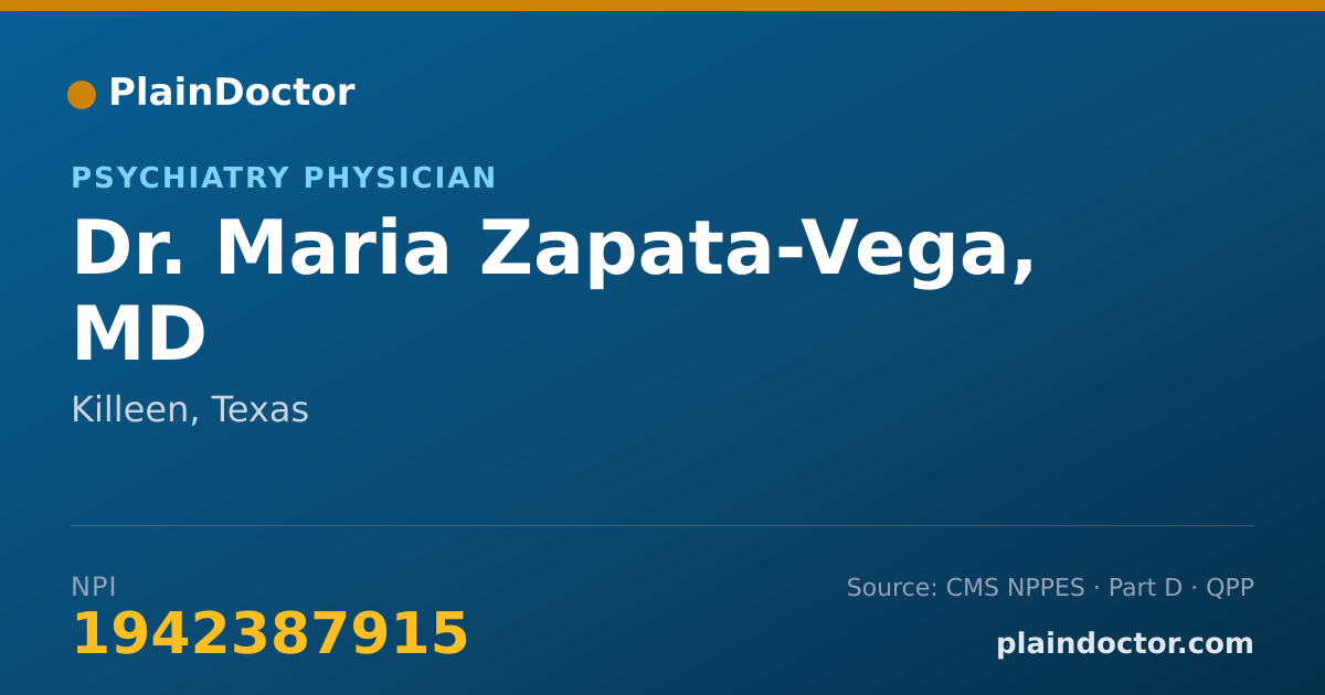 Shareable card for Maria Zapata-Vega, MD - Psychiatry Physician, Killeen, TX