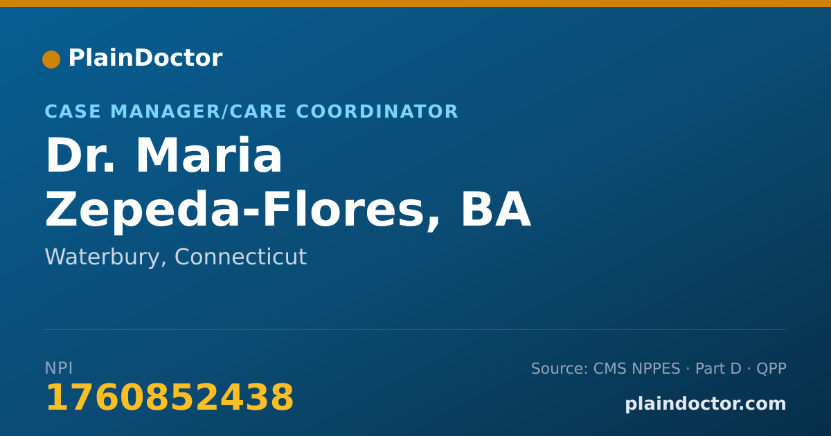 Shareable card for Maria Zepeda-Flores, BA - Case Manager/Care Coordinator, Waterbury, CT