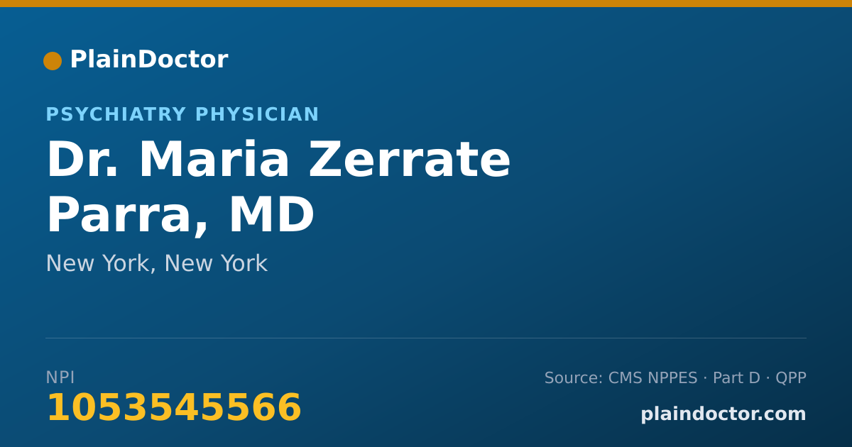 Shareable card for Maria Zerrate Parra, MD - Psychiatry Physician, New York, NY