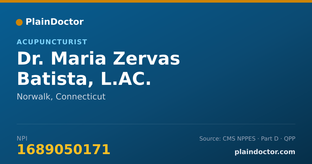 Shareable card for Maria Zervas Batista, L.AC. - Acupuncturist, Norwalk, CT