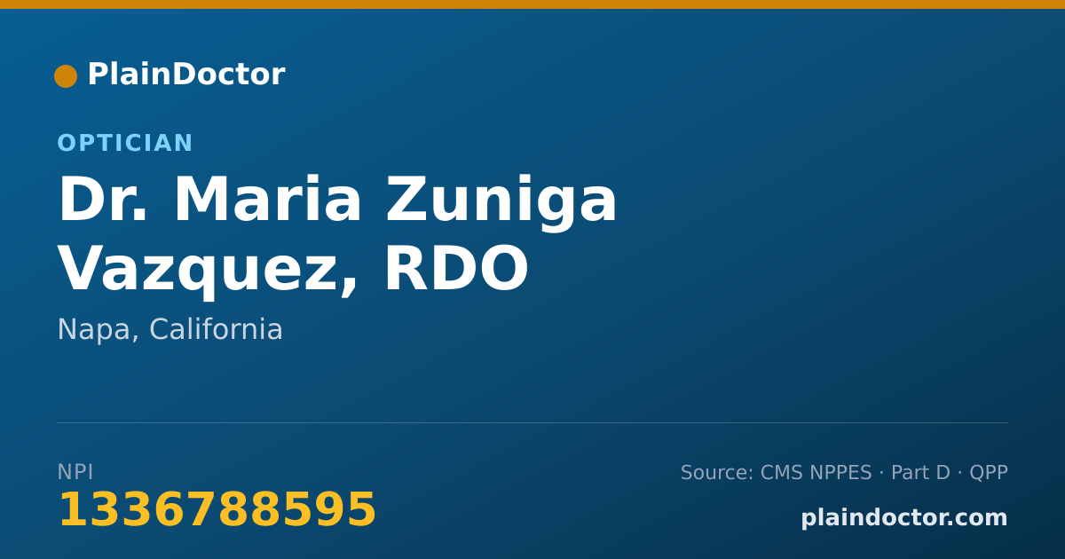 Shareable card for Maria Zuniga Vazquez, RDO - Optician, Napa, CA
