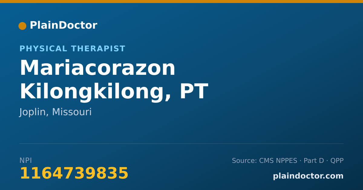 Shareable card for Mariacorazon Kilongkilong, PT - Physical Therapist, Joplin, MO