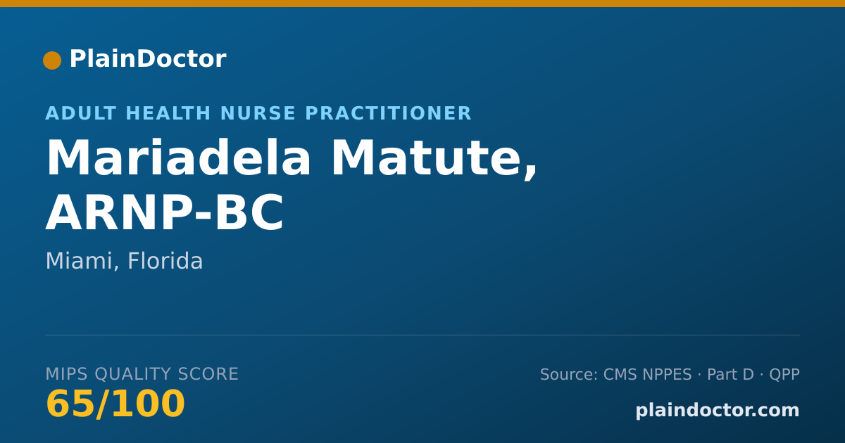 Shareable card for Mariadela Matute, ARNP-BC - Adult Health Nurse Practitioner, Miami, FL