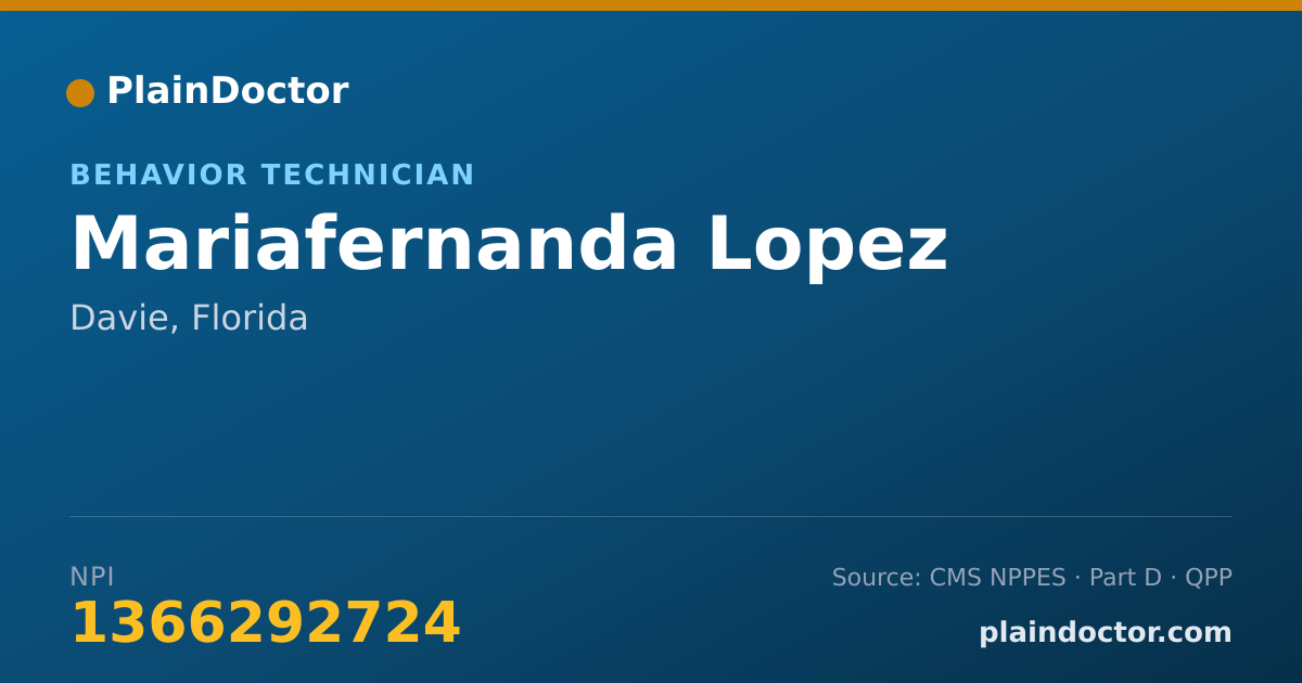 Shareable card for Mariafernanda Lopez - Behavior Technician, Davie, FL