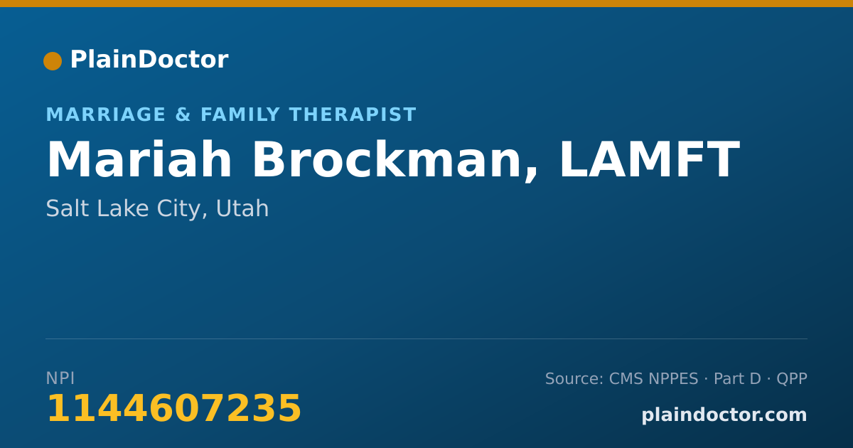 Shareable card for Mariah Brockman, LAMFT - Marriage & Family Therapist, Salt Lake City, UT