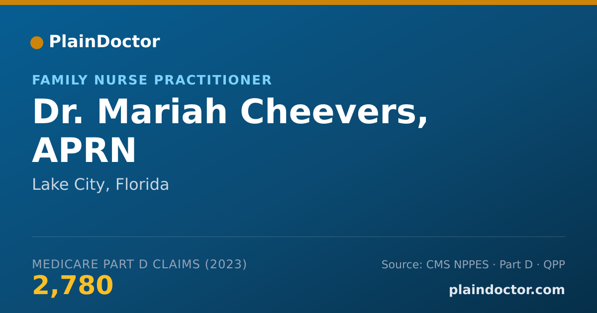 Shareable card for Mariah Cheevers, APRN - Family Nurse Practitioner, Lake City, FL
