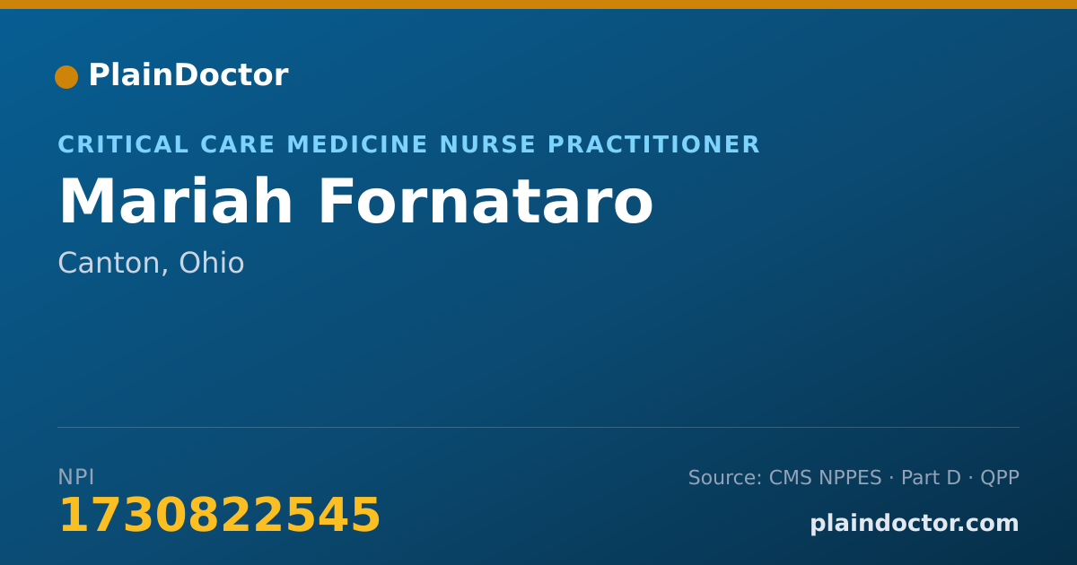 Shareable card for Mariah Fornataro - Critical Care Medicine Nurse Practitioner, Canton, OH
